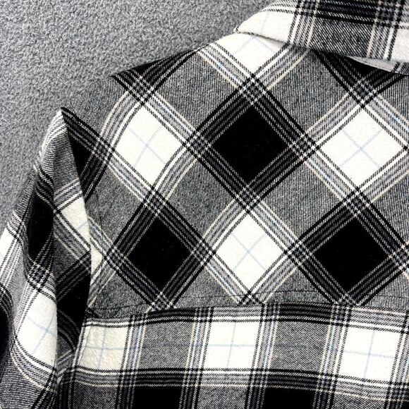 Lucky Brand Jacket Womens XL White Black Buffalo Plaid‎ Fleece Flannel - Picture 13 of 16